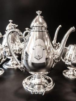 Antique Silver Plate Tea Set Coffee Service Flower Finial Gorham Silver Soldered