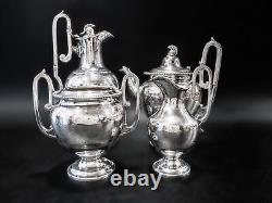 Antique Silver Plate Tea Set Knights Head Finial Greek Revival