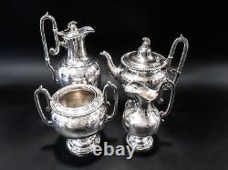 Antique Silver Plate Tea Set Knights Head Finial Greek Revival