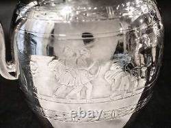 Antique Silver Plate Tea Set Knights Head Finial Greek Revival