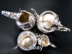Antique Silver Plate Tea Set Knights Head Finial Greek Revival