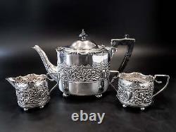 Antique Silver Plate Tea Set Repousse Cherub James Deakin