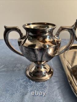 Antique Silver Plate Tea Set / Service By Wallace Bros Silver Co, Monogrammed