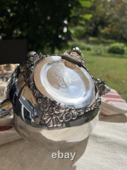 Antique Silver Plate Tea Set Service & Tray Beverly Manor Wilcox IS 5 Pieces