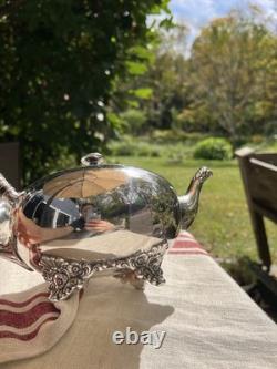 Antique Silver Plate Tea Set Service & Tray Beverly Manor Wilcox IS 5 Pieces