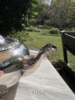 Antique Silver Plate Tea Set Service & Tray Beverly Manor Wilcox IS 5 Pieces