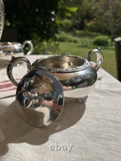 Antique Silver Plate Tea Set Service & Tray Beverly Manor Wilcox IS 5 Pieces