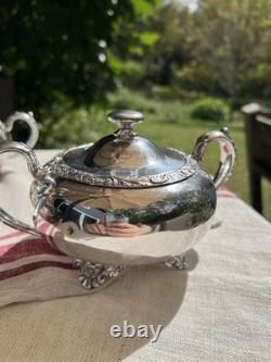 Antique Silver Plate Tea Set Service & Tray Beverly Manor Wilcox IS 5 Pieces