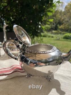 Antique Silver Plate Tea Set Service & Tray Beverly Manor Wilcox IS 5 Pieces