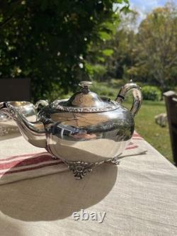 Antique Silver Plate Tea Set Service & Tray Beverly Manor Wilcox IS 5 Pieces