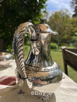 Antique Silver Plate Tea Set Service & Tray Beverly Manor Wilcox IS 5 Pieces