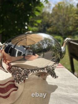 Antique Silver Plate Tea Set Service & Tray Beverly Manor Wilcox IS 5 Pieces
