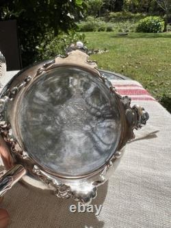 Antique Silver Plate Tea Set Service & Tray Beverly Manor Wilcox IS 5 Pieces