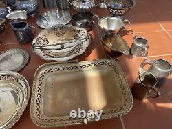 Antique Silver Plate Tea Wares Goblets Taza Basket Job Lot 10kg