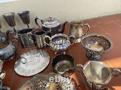 Antique Silver Plate Tea Wares Goblets Taza Basket Job Lot 10kg