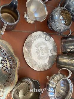 Antique Silver Plate Tea Wares Goblets Taza Basket Job Lot 10kg