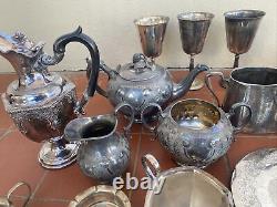 Antique Silver Plate Tea Wares Goblets Taza Basket Job Lot 10kg