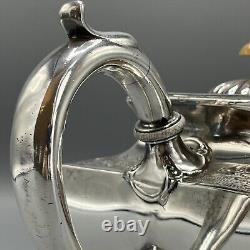 Antique Silver Plate Teapot Victorian Oblong Bright Cut Bun Feet English Quality