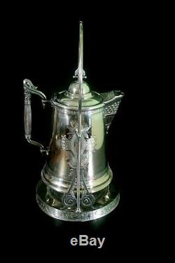 Antique Silver Plate Tilting Pitcher Water Coffee Tea Ornate Late 1800's
