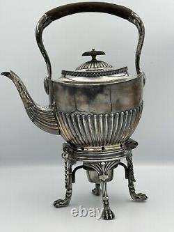 Antique Silver Plate Victorian Spirit Kettle/Tea Pot with Stand and Burner