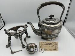 Antique Silver Plate Victorian Spirit Kettle/Tea Pot with Stand and Burner