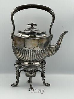 Antique Silver Plate Victorian Spirit Kettle/Tea Pot with Stand and Burner