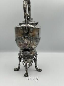 Antique Silver Plate Victorian Spirit Kettle/Tea Pot with Stand and Burner