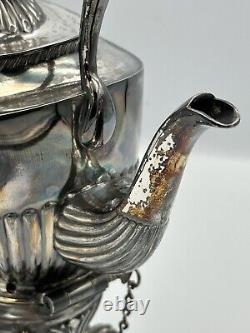 Antique Silver Plate Victorian Spirit Kettle/Tea Pot with Stand and Burner
