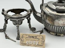 Antique Silver Plate Victorian Spirit Kettle/Tea Pot with Stand and Burner