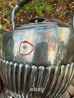 Antique Silver Plate Victorian Spirit Kettle/Tea Pot with Stand and Burner
