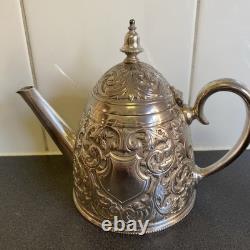 Antique Silver Plated Coffee /Tea Set Ornate Repousse Made In England