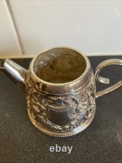 Antique Silver Plated Coffee /Tea Set Ornate Repousse Made In England