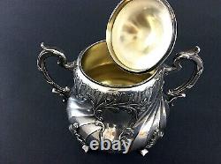 Antique Silver Plated French Christofle Coffee Tea Set Tray Teapot Louis 19th