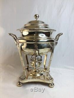 Antique Silver Plated Samovar Hot Water Urn Kettle 17 Tea Coffee w Burner