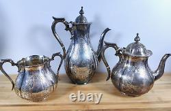 Antique Silver Plated Stunning Coffee Tea Pot Set Set of 3 unknown marking