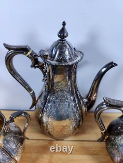 Antique Silver Plated Stunning Coffee Tea Pot Set Set of 3 unknown marking