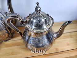 Antique Silver Plated Stunning Coffee Tea Pot Set Set of 3 unknown marking