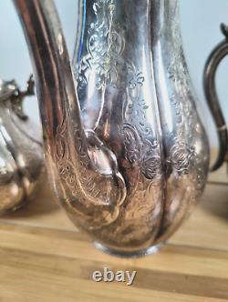 Antique Silver Plated Stunning Coffee Tea Pot Set Set of 3 unknown marking