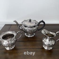 Antique Silver Plated Tea Set Hand Chased Silverware Old English Repro