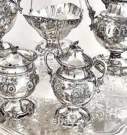 Antique Silver Plated Tea and Coffee Set Meriden Britannia #3100 Floral Chased