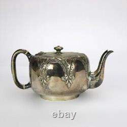 Antique Silver Plated Teapot with Foliate Engraving C1890