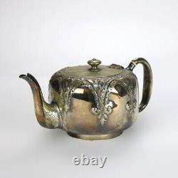 Antique Silver Plated Teapot with Foliate Engraving C1890