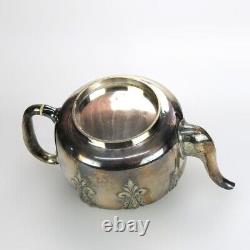 Antique Silver Plated Teapot with Foliate Engraving C1890