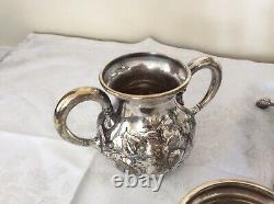 Antique Silver Quadruple Plate 5 PIECES TEA SET SAMOVAR Meriden Hand Chased 8 lb