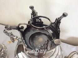 Antique Silver Quadruple Plate 5 PIECES TEA SET SAMOVAR Meriden Hand Chased 8 lb