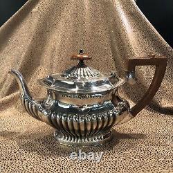 Antique Silver Sheffield Marked Tea Pot with Mahogany Handles