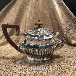 Antique Silver Sheffield Marked Tea Pot with Mahogany Handles