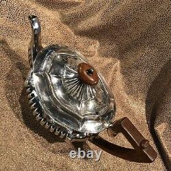 Antique Silver Sheffield Marked Tea Pot with Mahogany Handles