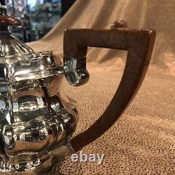 Antique Silver Sheffield Marked Tea Pot with Mahogany Handles