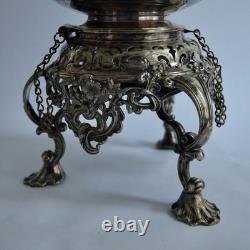 Antique Silver Tilting Tea Kettle with Warmer and Stand